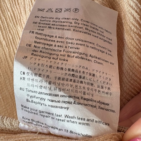 Acne Studios Asymmetric Crinkled Crepe Top Ecru Beige 100% Tencel Size Small - Picture 10 of 10